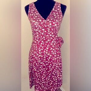 HUHOT Burgundy Floral Wrap Dress, Size Small